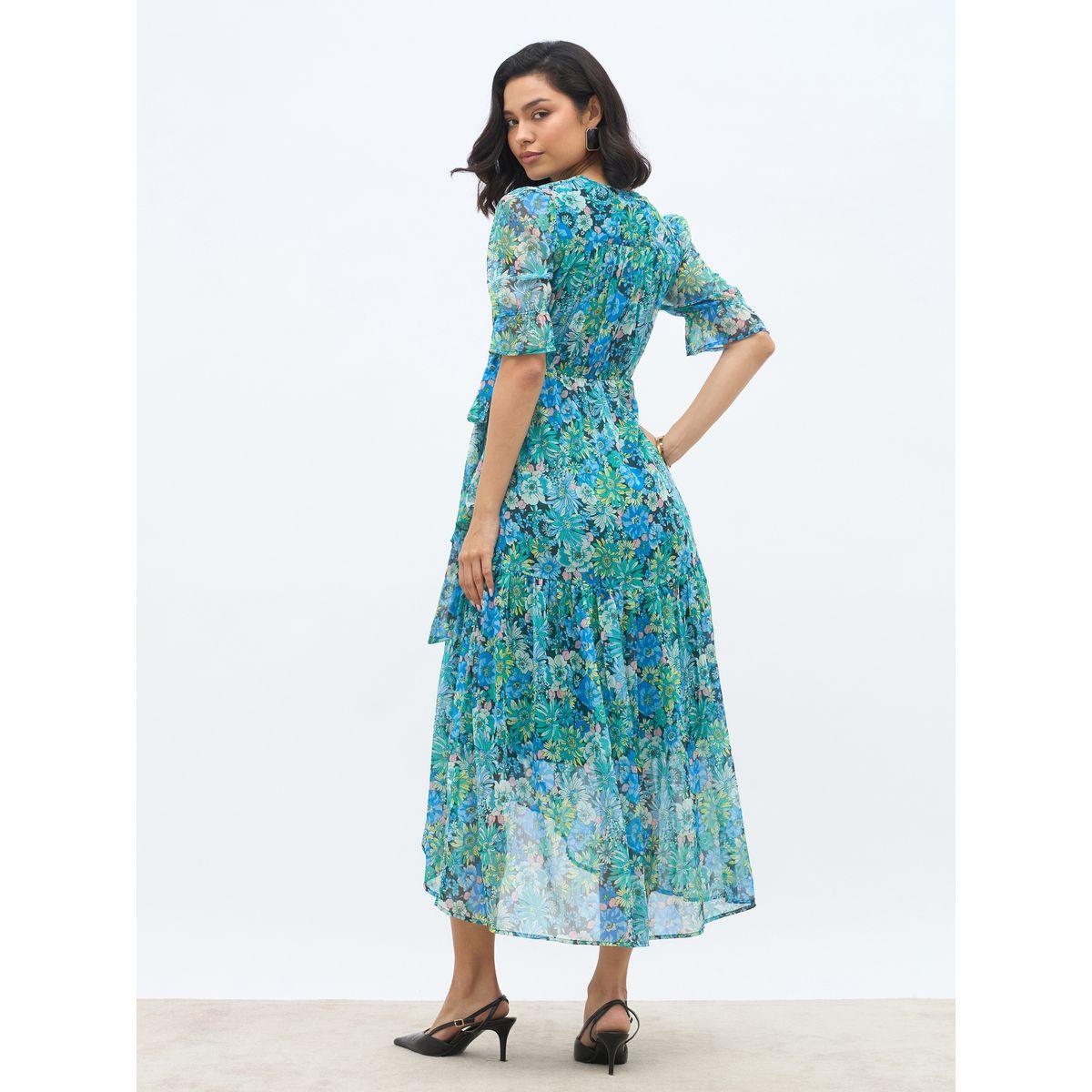 Styli All-Over Floral Print Ruffle Trim Chiffon A-Line Maxi Dress-women-clothing-dresses-image-5