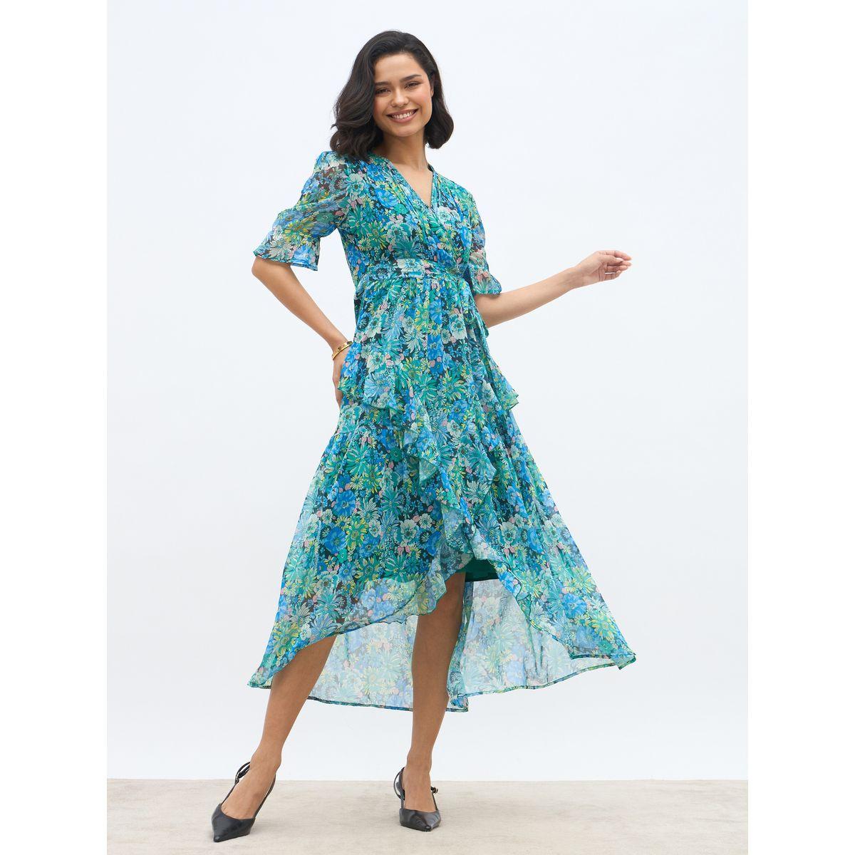 Styli All-Over Floral Print Ruffle Trim Chiffon A-Line Maxi Dress-women-clothing-dresses-image-6