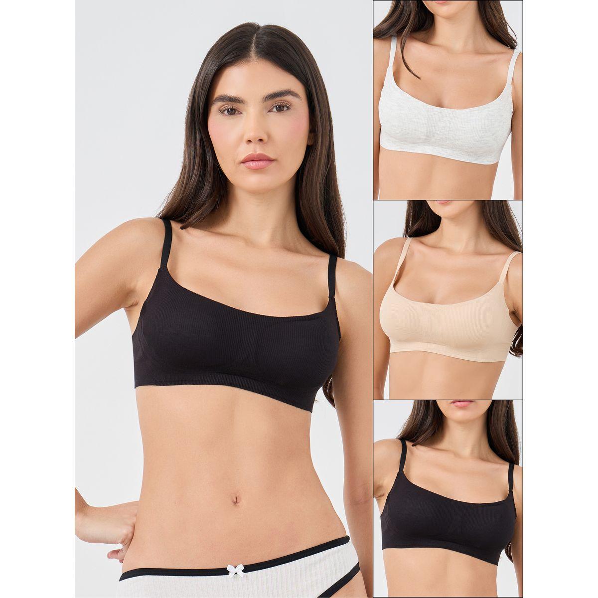 Styli Pack of 3 - Ribbed Non-Wired Moulded T-Shirt Bra-women-clothing-lingerie-bras-image-1
