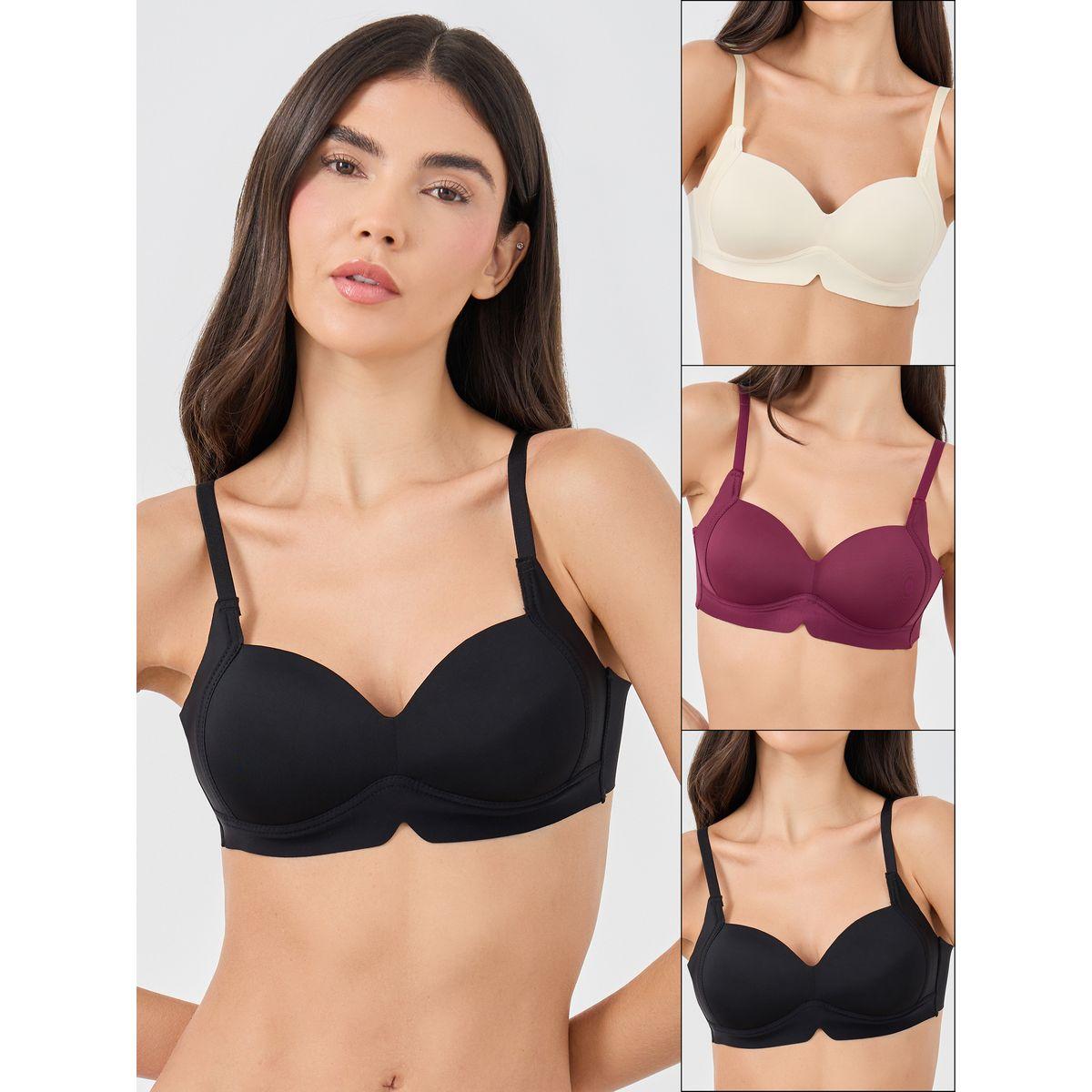 Styli Pack of 3 - Solid Padded Non-Wired T-Shirt Bra-women-clothing-lingerie-bras-image-1