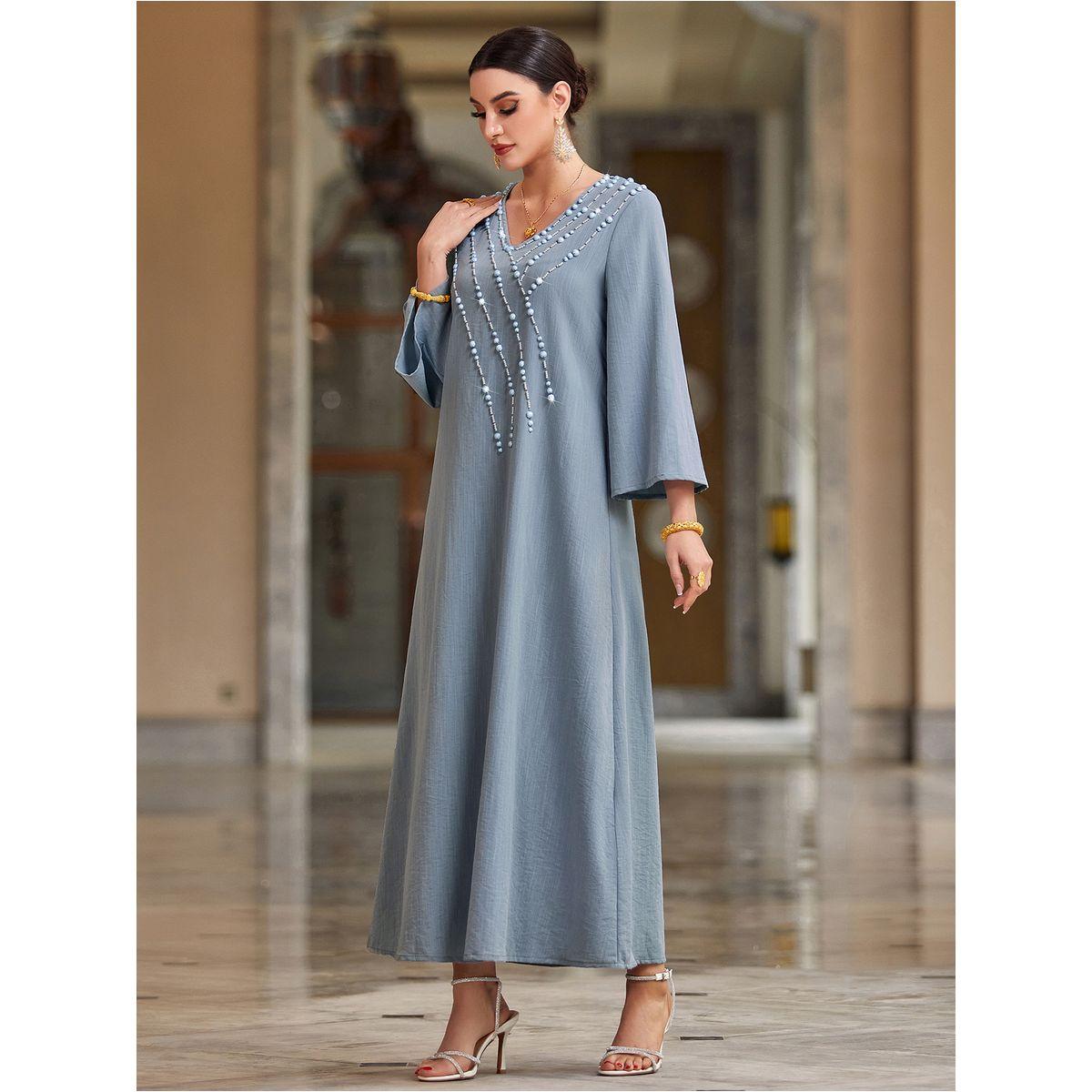 جلابية منمقة بحافة واسعة وأكمام طويلة-women-arabicclothing-jalabiyas-image-3