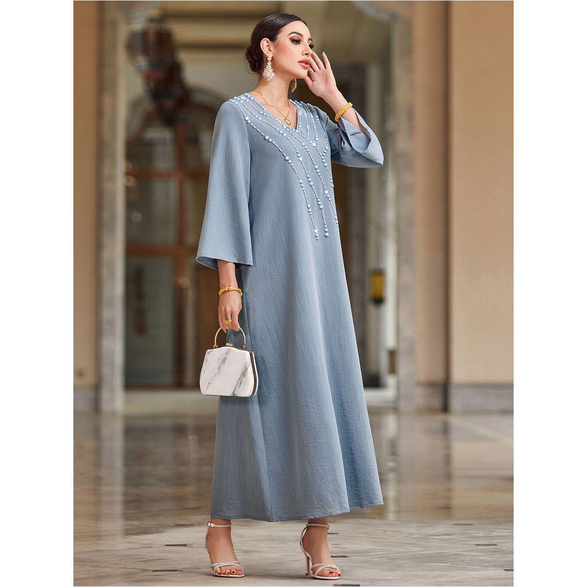جلابية منمقة بحافة واسعة وأكمام طويلة-women-arabicclothing-jalabiyas-image-4