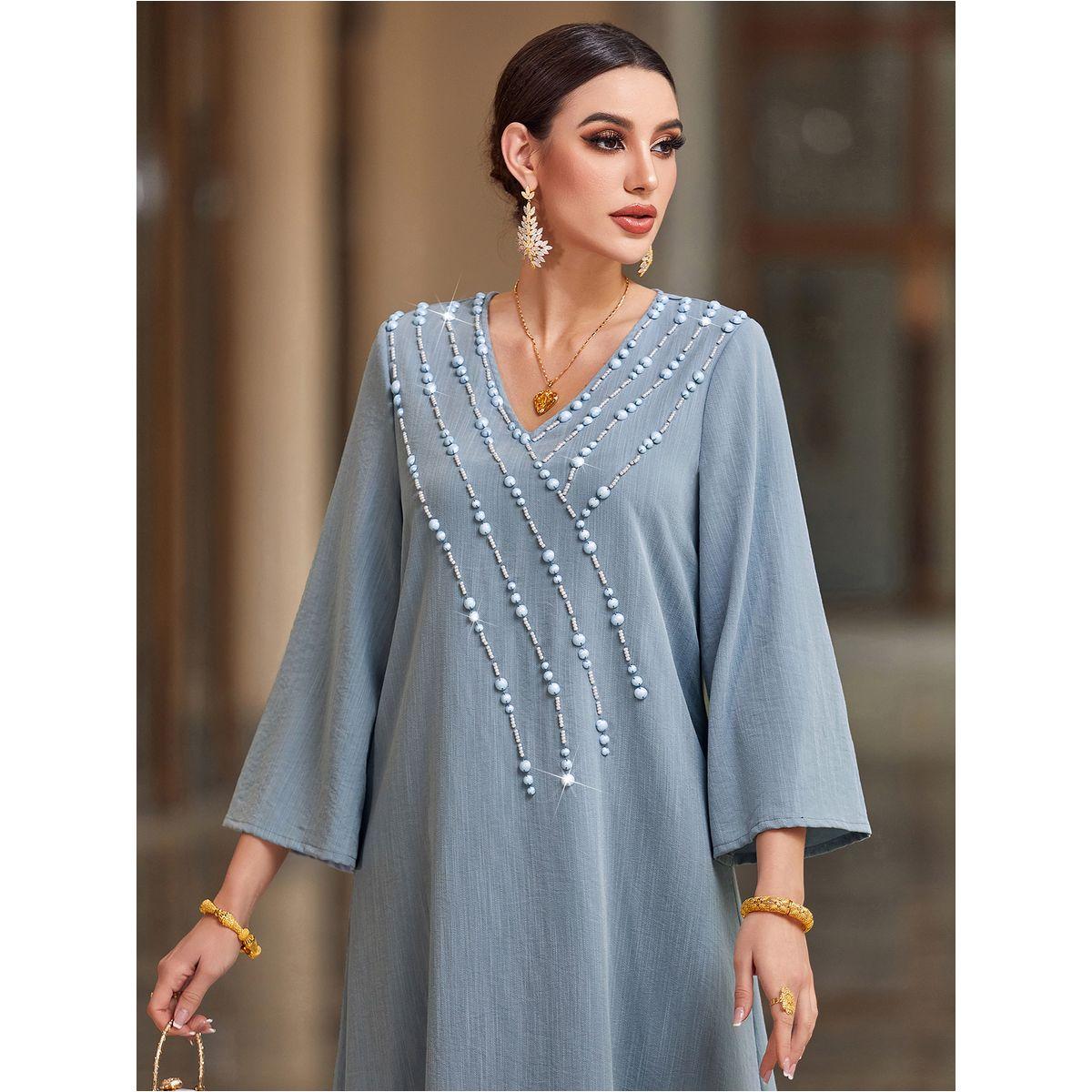 Styli Embellished Long Sleeve V-Neck A-Line Jalabiya-women-arabicclothing-jalabiyas-image-5