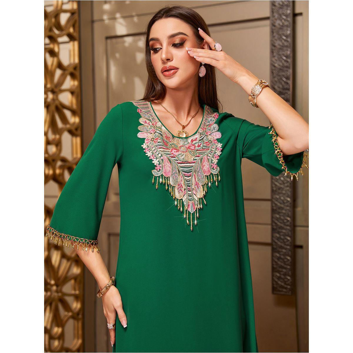 Styli Embroidered Round Neck Jalabiya with 3/4 Sleeves-women-arabicclothing-jalabiyas-image-6