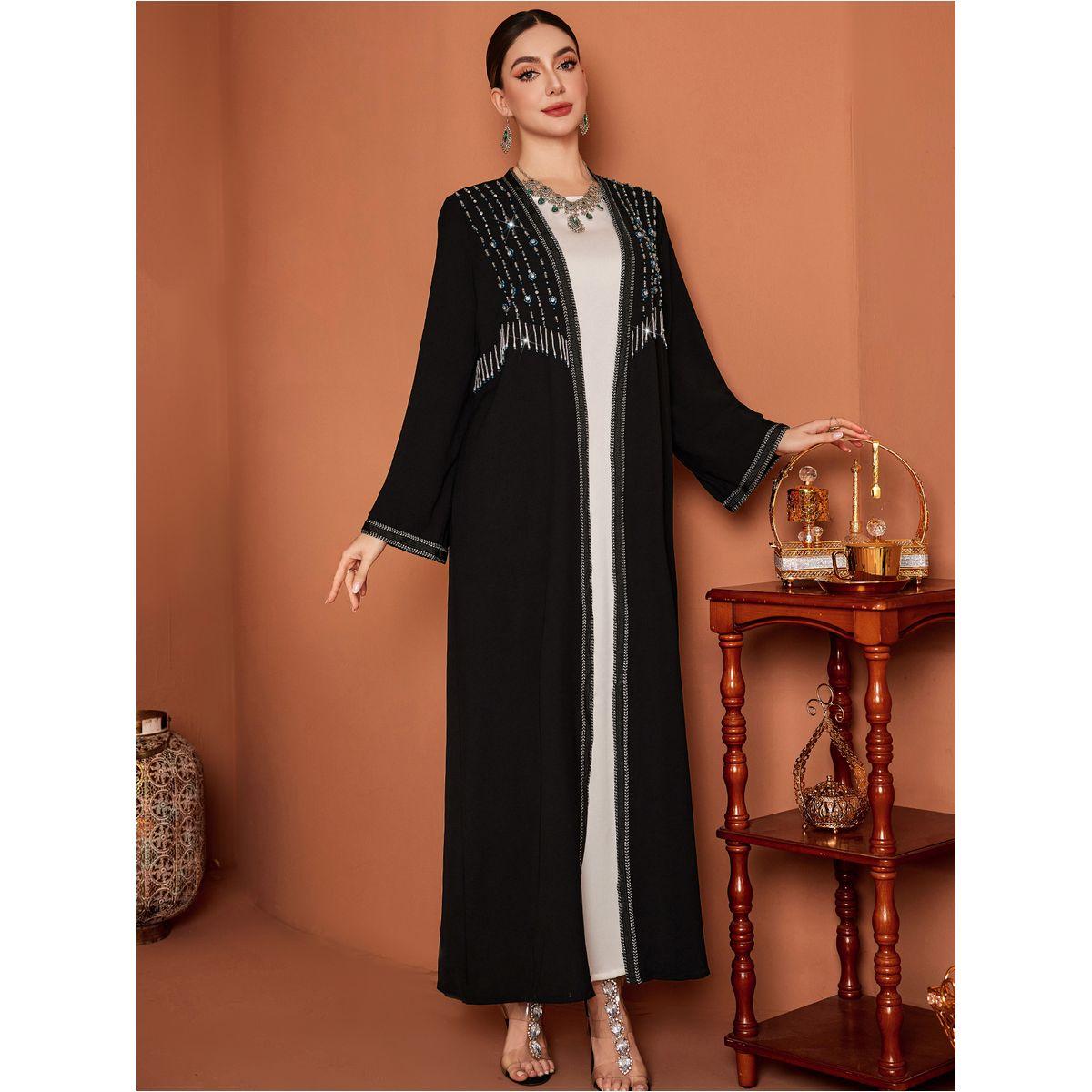 Styli Beaded Embroidered Long Sleeve Abaya with Tassel Detail-women-arabicclothing-abayas-image-1