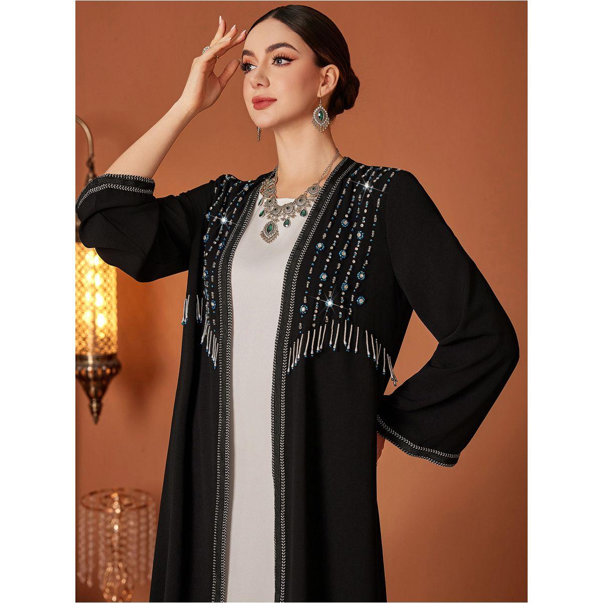 Styli Beaded Embroidered Long Sleeve Abaya with Tassel Detail-women-arabicclothing-abayas-image-2