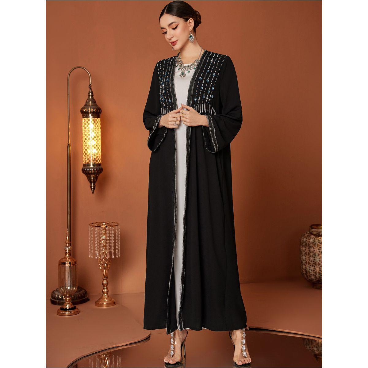 Styli Beaded Embroidered Long Sleeve Abaya with Tassel Detail-women-arabicclothing-abayas-image-3