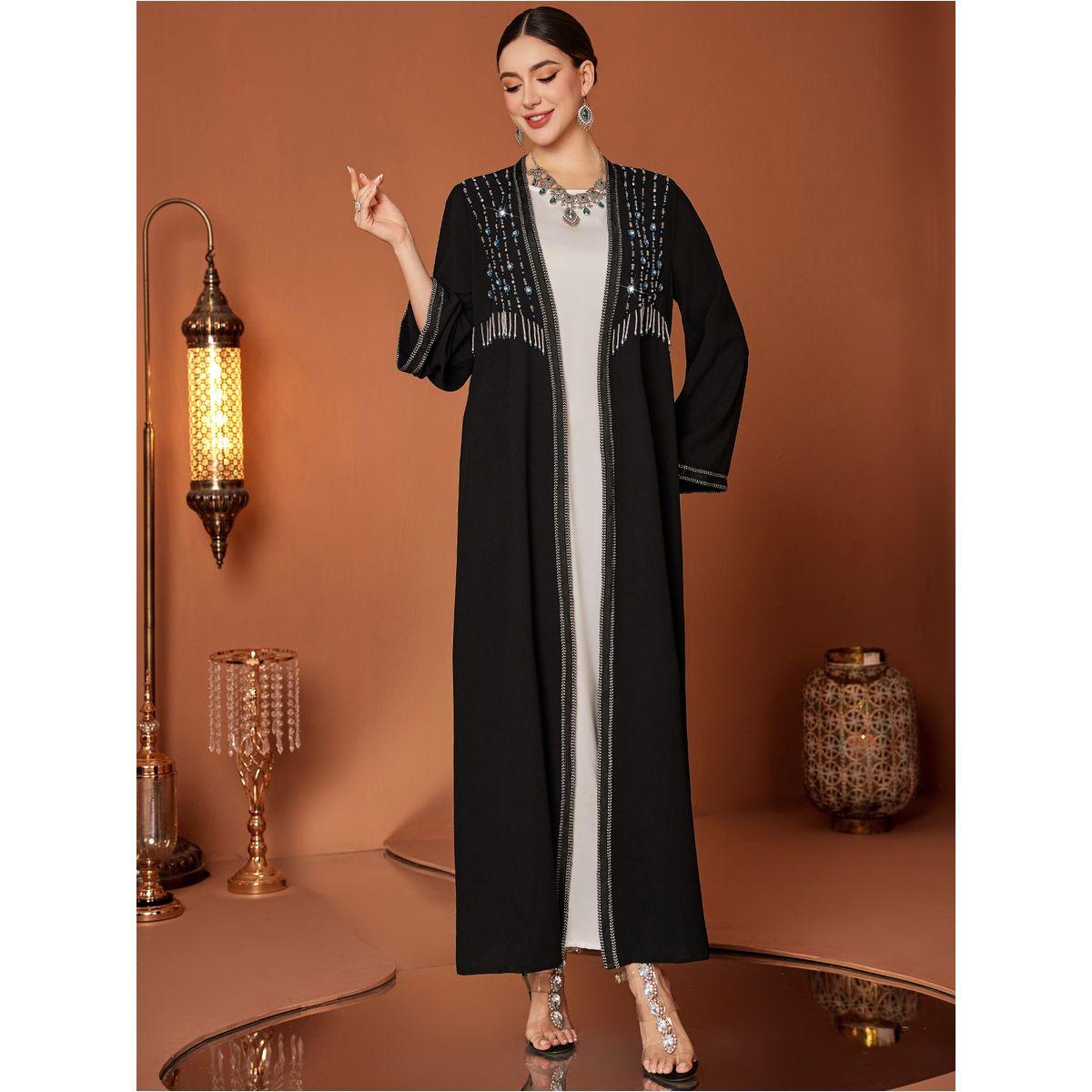 Styli Beaded Embroidered Long Sleeve Abaya with Tassel Detail-women-arabicclothing-abayas-image-4