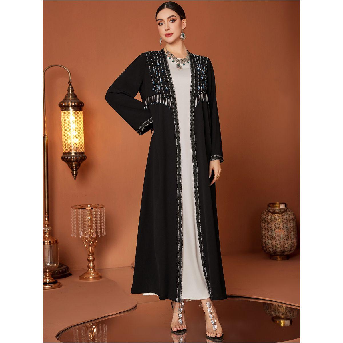 Styli Beaded Embroidered Long Sleeve Abaya with Tassel Detail-women-arabicclothing-abayas-image-5