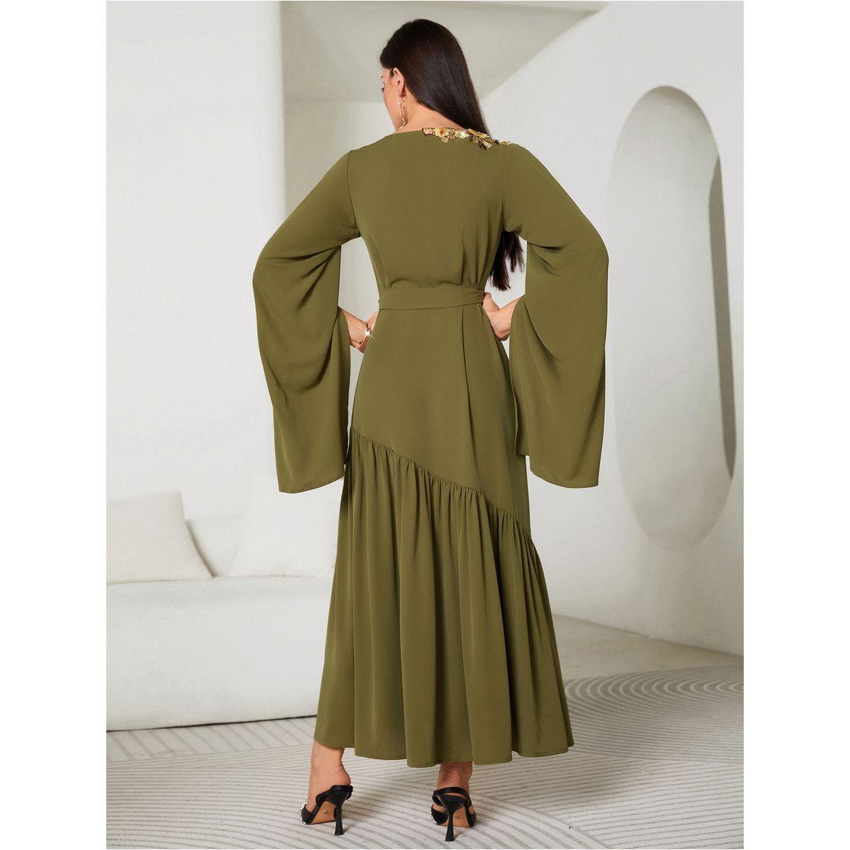 Styli Floral Embroidery Split Sleeve Ruffle Hem Belted Maxi Dress-women-clothing-dresses-image-10