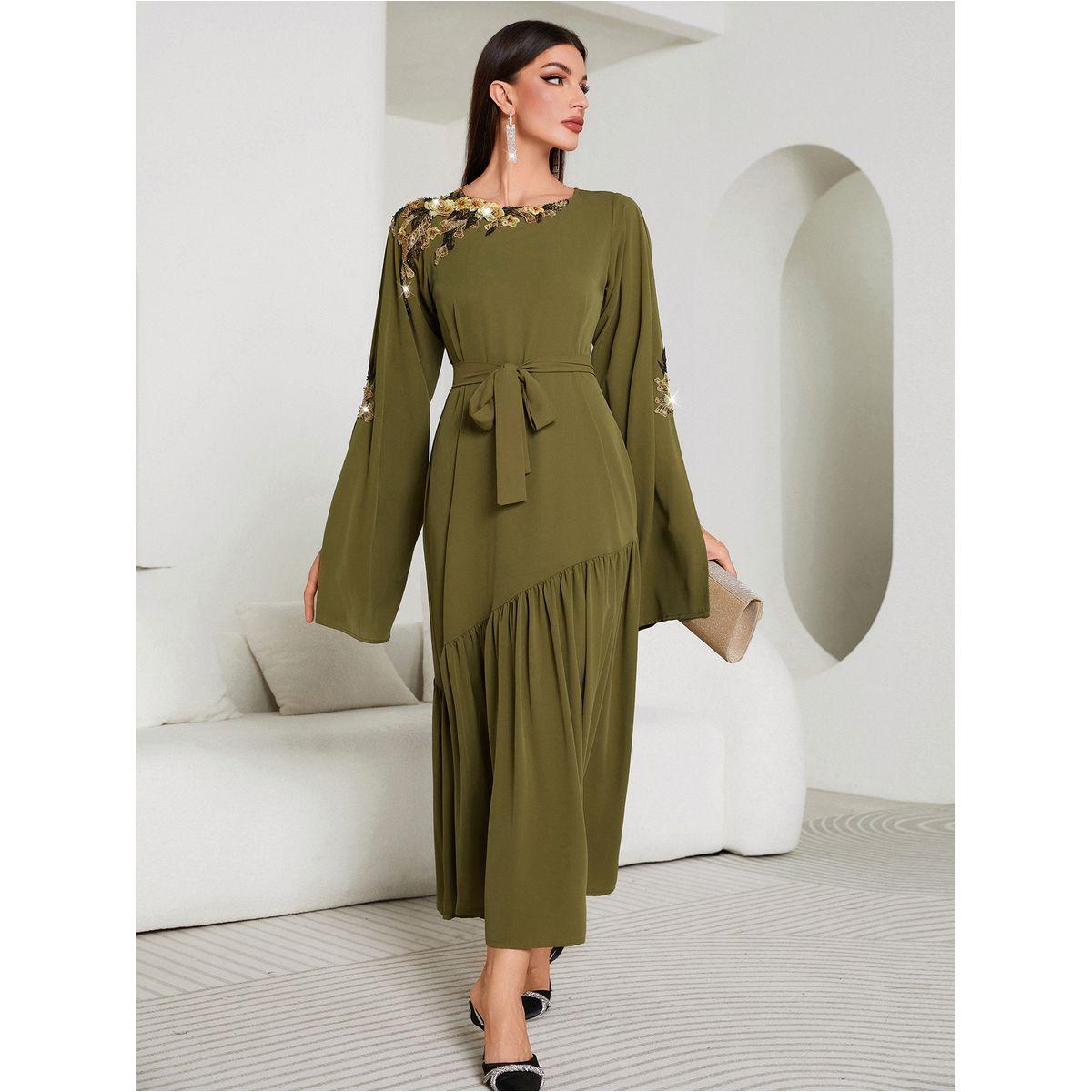 Styli Floral Embroidery Split Sleeve Ruffle Hem Belted Maxi Dress-women-clothing-dresses-image-5
