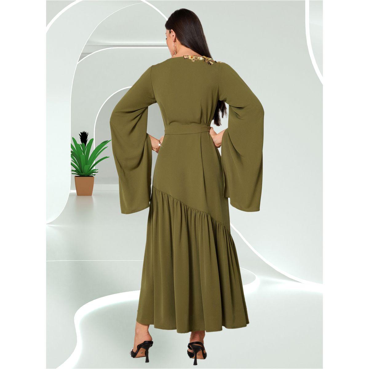 Styli Floral Embroidery Split Sleeve Ruffle Hem Belted Maxi Dress-women-clothing-dresses-image-9