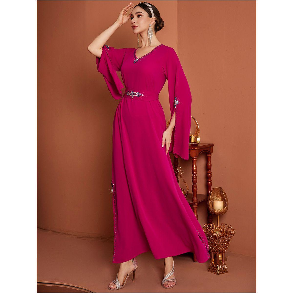 فستان طويل بياقة دائرية وأكمام بشق-women-clothing-dresses-image-3