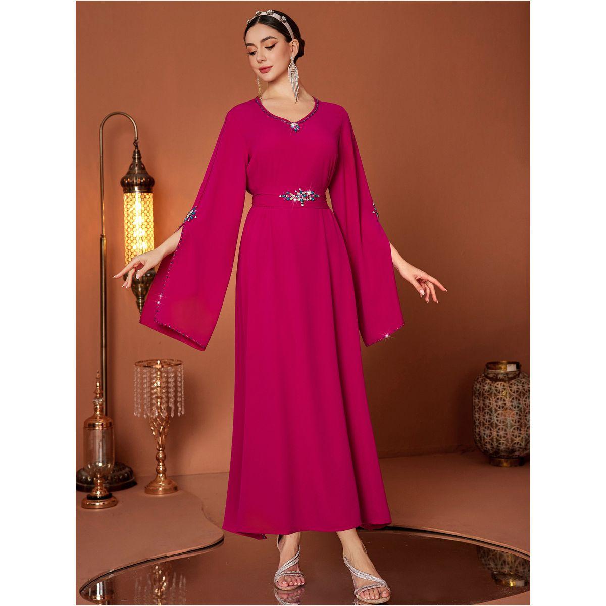 فستان طويل بياقة دائرية وأكمام بشق-women-clothing-dresses-image-5