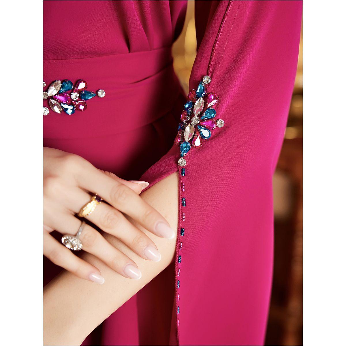Styli Embellished Round Neck Split Sleeve Maxi Dress-women-clothing-dresses-image-7