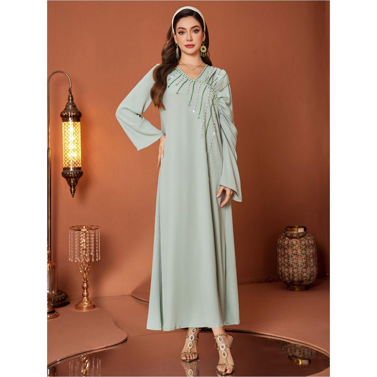 جلابية منمقة بحافة واسعة وأكمام طويلة-women-arabicclothing-jalabiyas-image-1