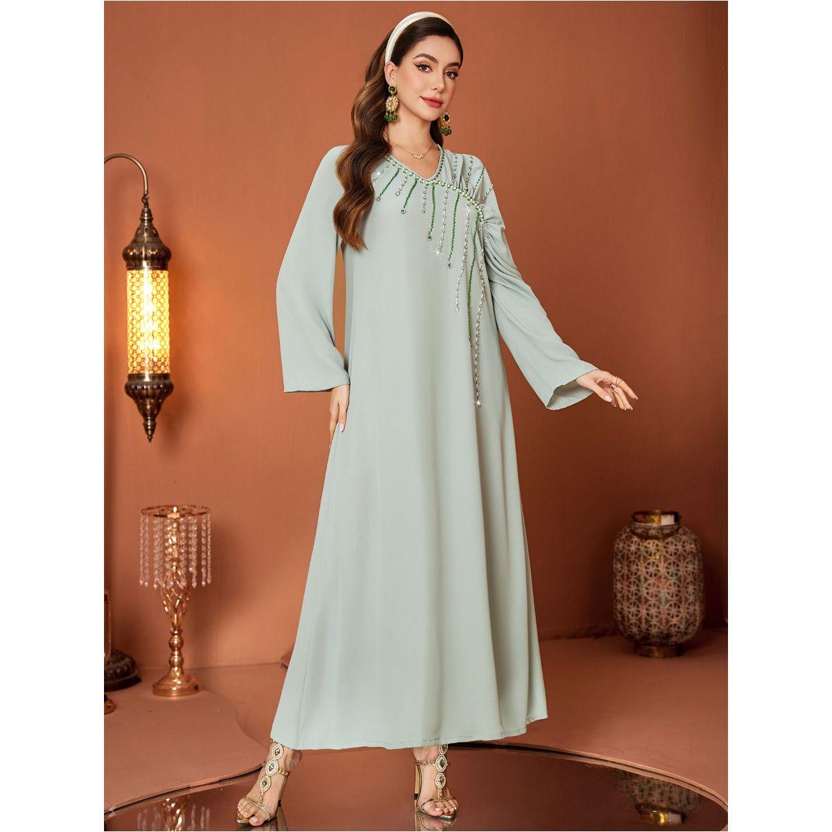 جلابية منمقة بحافة واسعة وأكمام طويلة-women-arabicclothing-jalabiyas-image-2