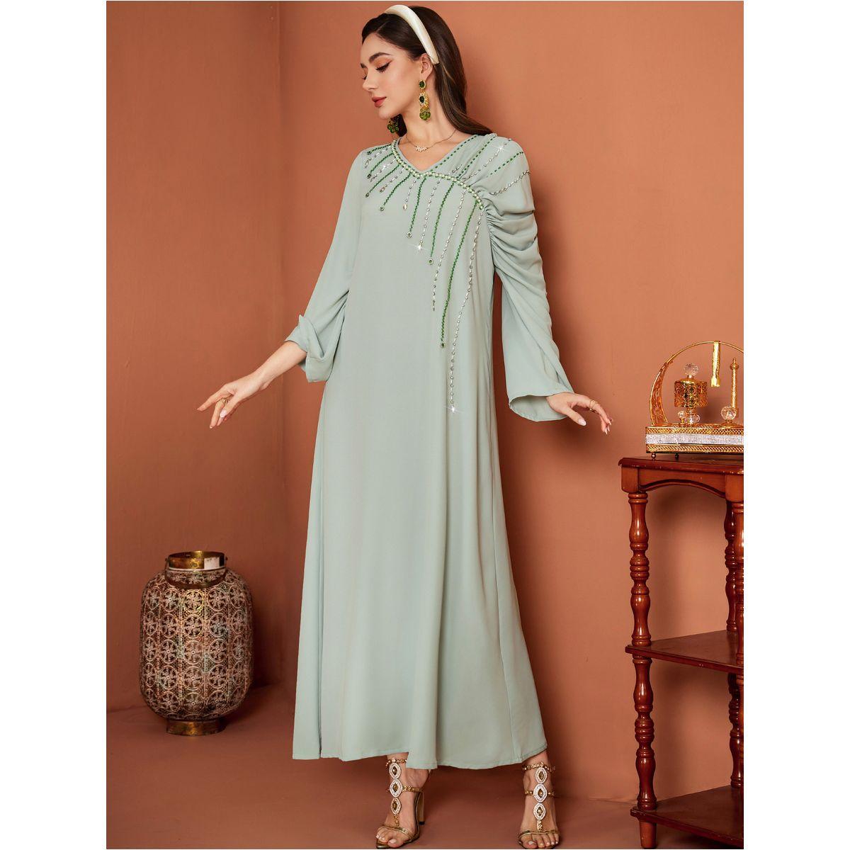 جلابية منمقة بحافة واسعة وأكمام طويلة-women-arabicclothing-jalabiyas-image-5
