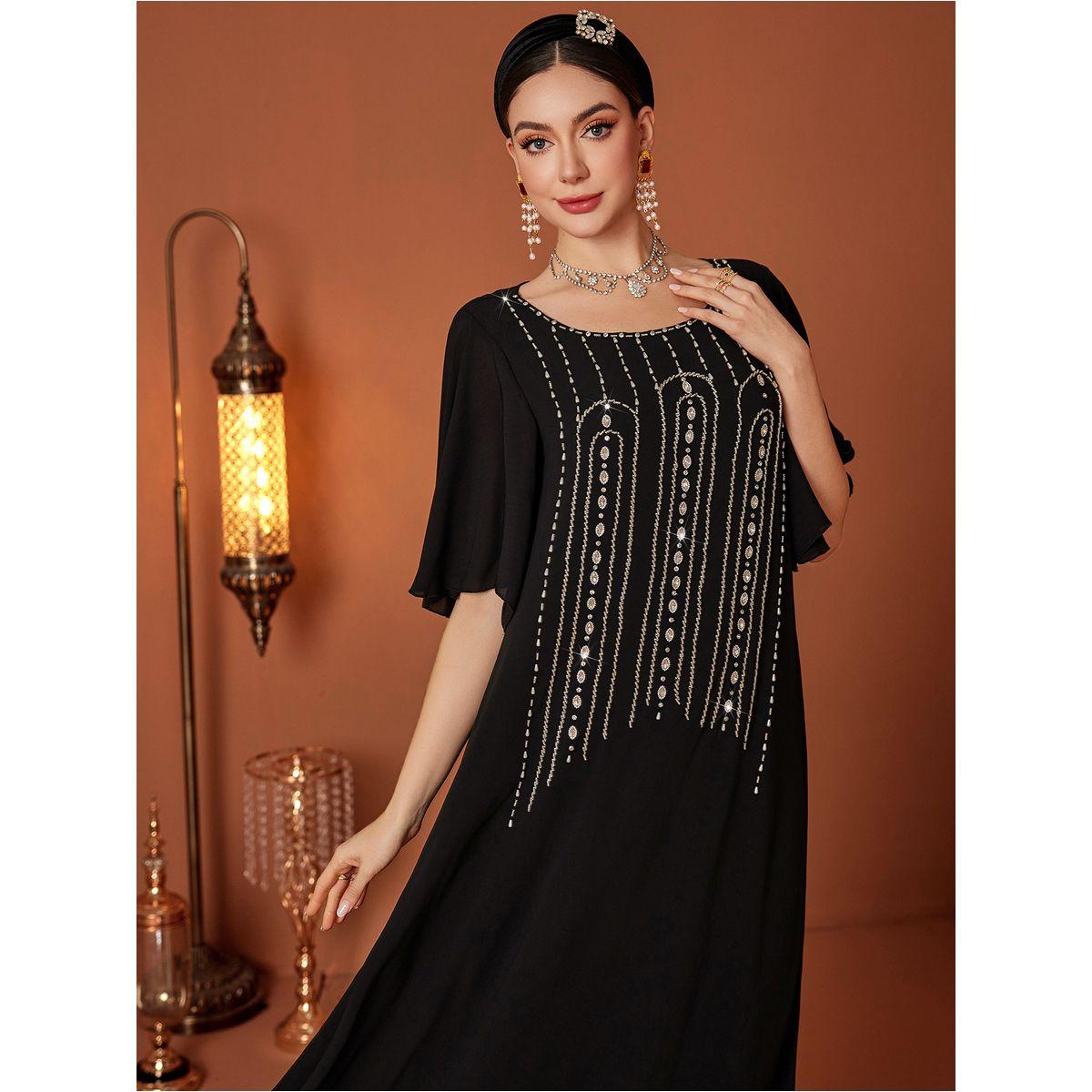 Styli Embellished Rhinestone Short Sleeve Jalabiya-women-arabicclothing-jalabiyas-image-1