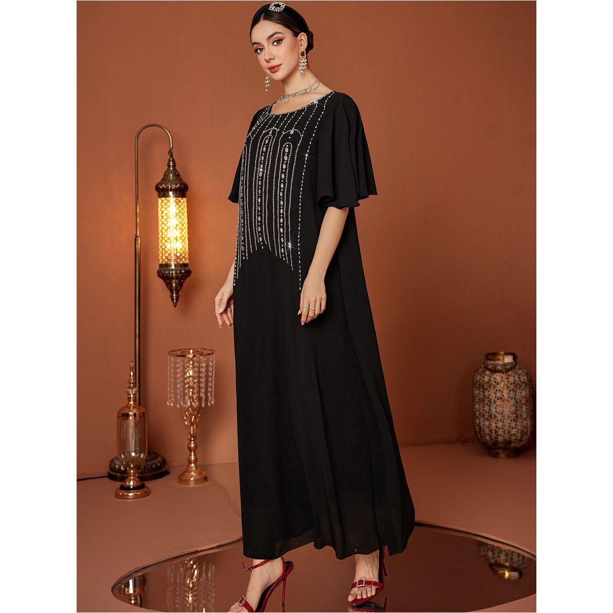 Styli Embellished Rhinestone Short Sleeve Jalabiya-women-arabicclothing-jalabiyas-image-2