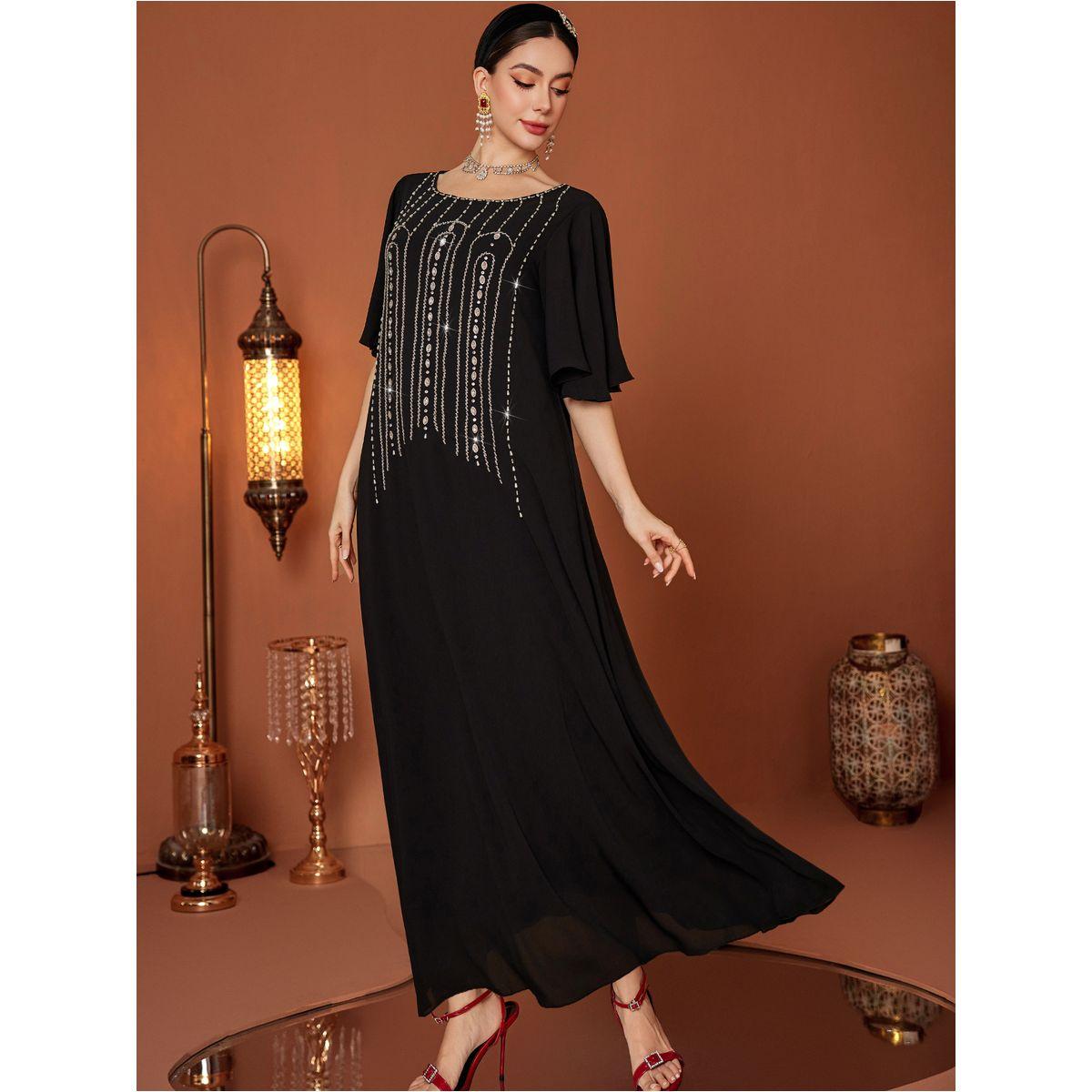 Styli Embellished Rhinestone Short Sleeve Jalabiya-women-arabicclothing-jalabiyas-image-3