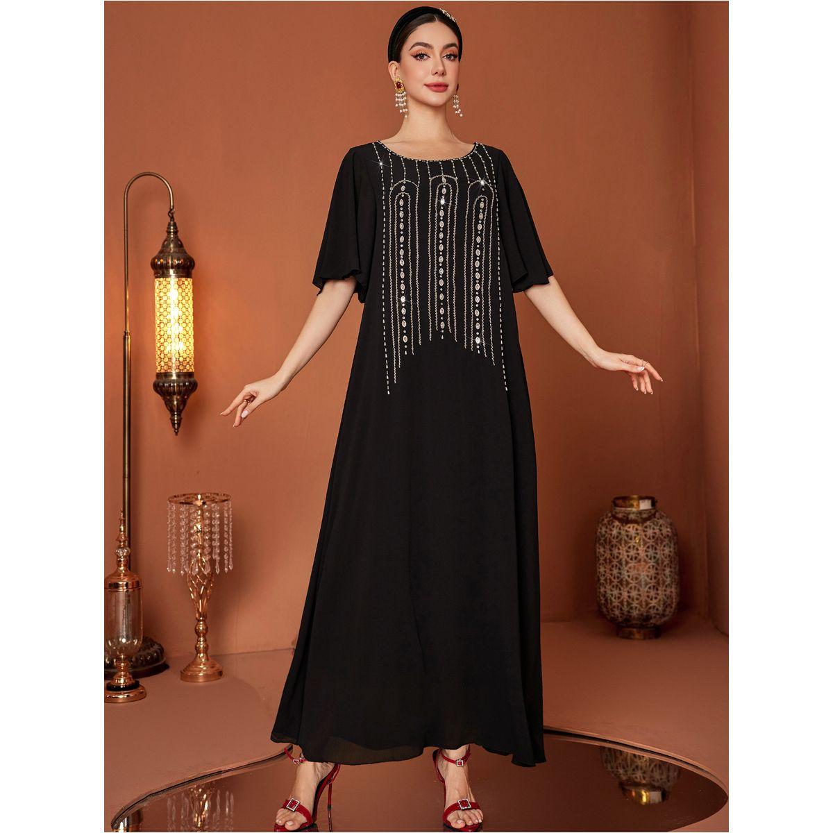 Styli Embellished Rhinestone Short Sleeve Jalabiya-women-arabicclothing-jalabiyas-image-5