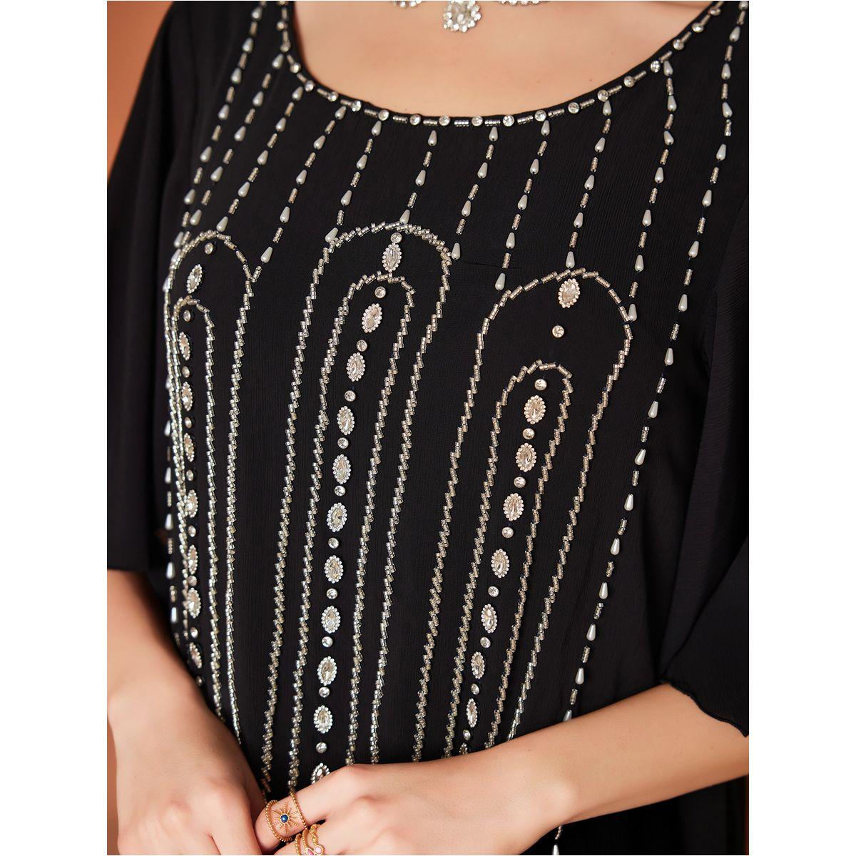 Styli Embellished Rhinestone Short Sleeve Jalabiya-women-arabicclothing-jalabiyas-image-7