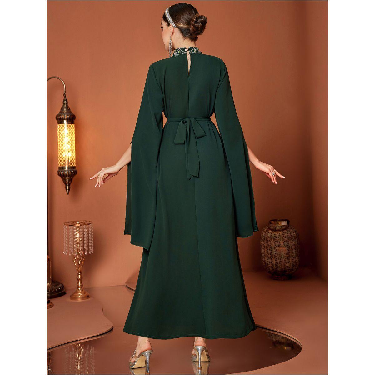 فستان طويل بياقة عالية وأكمام كيب-women-clothing-dresses-image-6