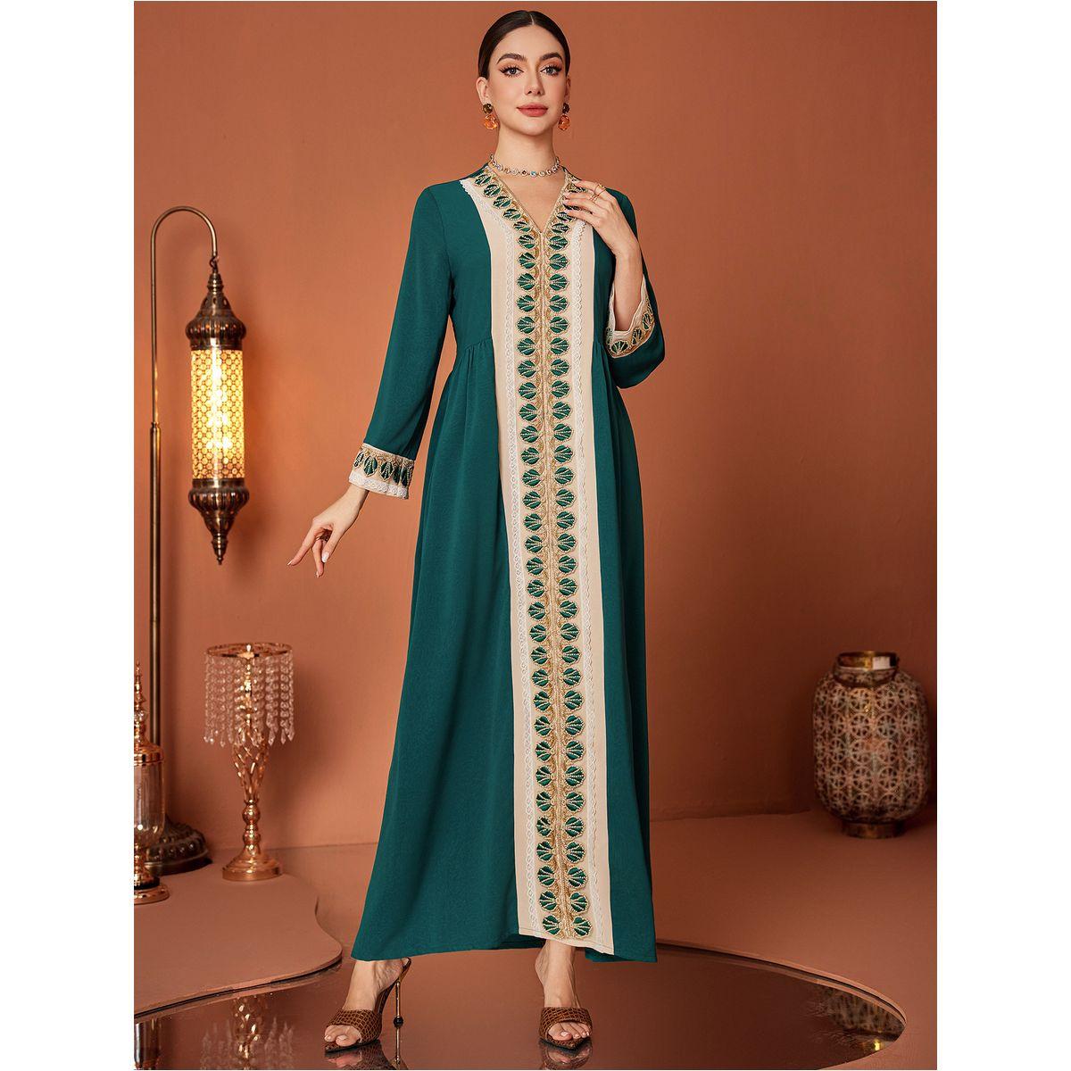 Styli Embroidered Lace Insert Long Sleeve Jalabiya-women-arabicclothing-jalabiyas-image-2