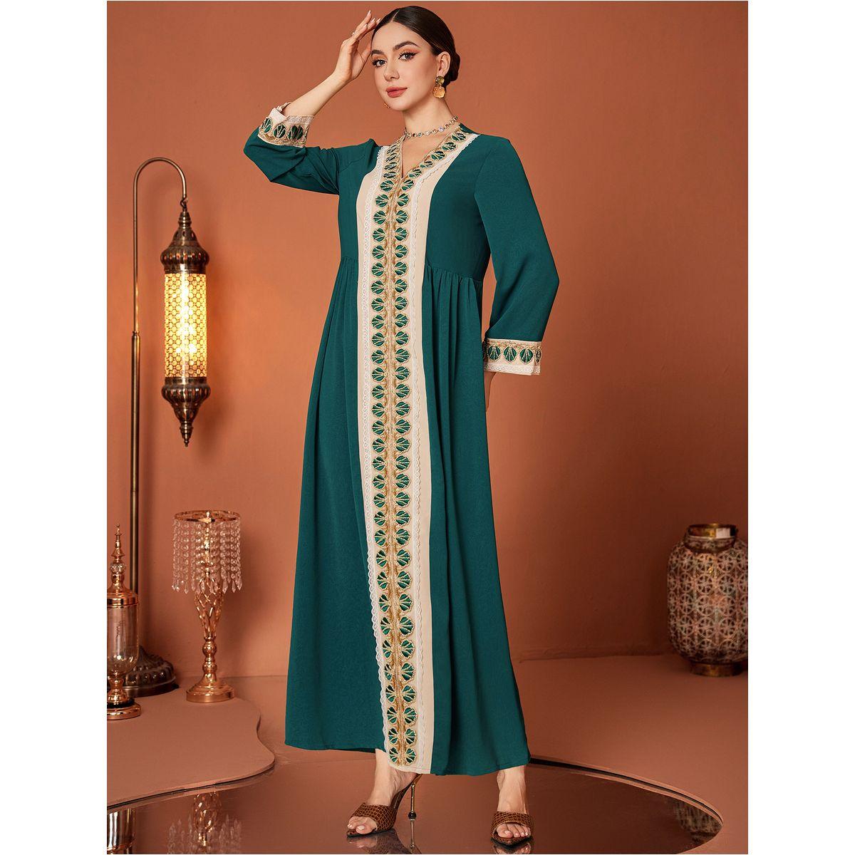 Styli Embroidered Lace Insert Long Sleeve Jalabiya-women-arabicclothing-jalabiyas-image-3