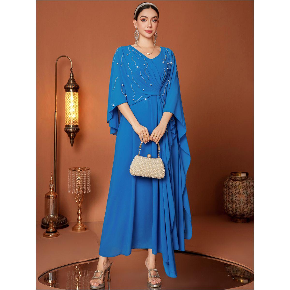 Styli Embellished Twist Front Cape Sleeve Maxi Dress-women-clothing-dresses-image-1
