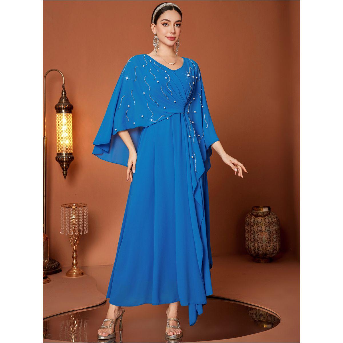 Styli Embellished Twist Front Cape Sleeve Maxi Dress-women-clothing-dresses-image-3