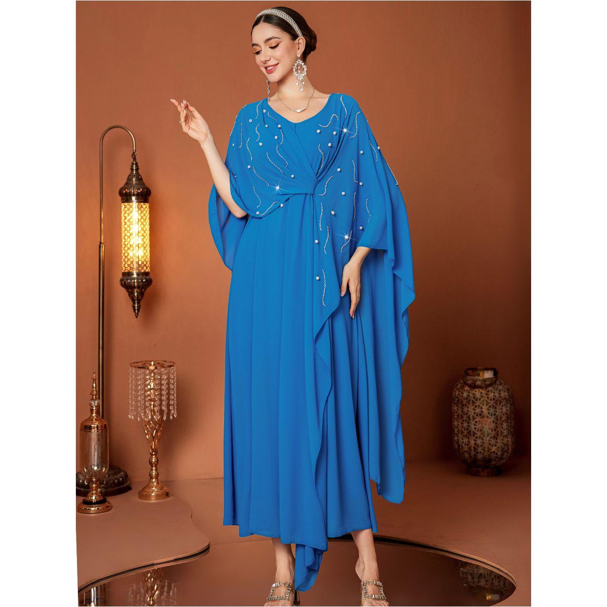 Styli Embellished Twist Front Cape Sleeve Maxi Dress-women-clothing-dresses-image-4
