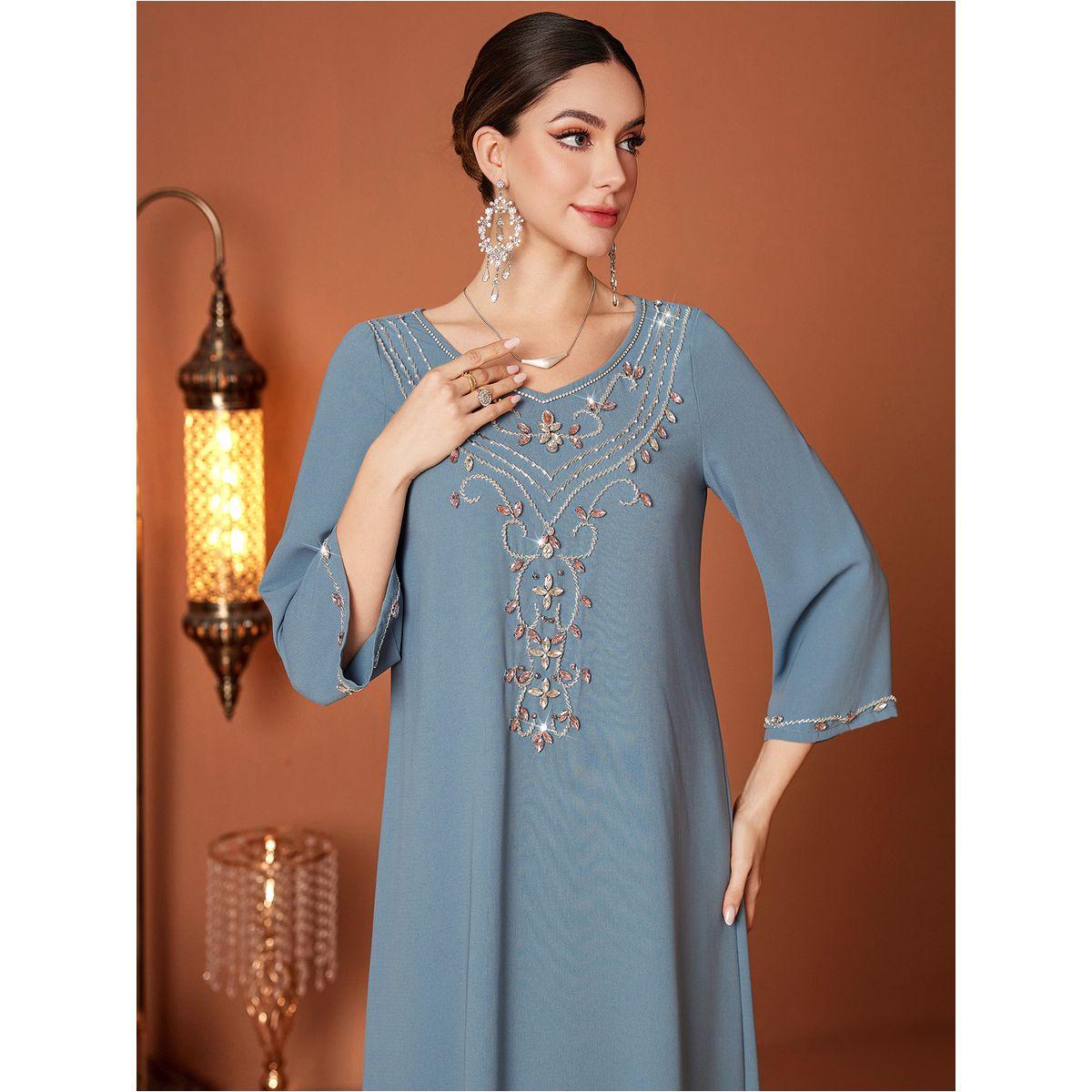 Styli Embellished Long Sleeve Round Neck A-Line Jalabiya-women-arabicclothing-jalabiyas-image-1