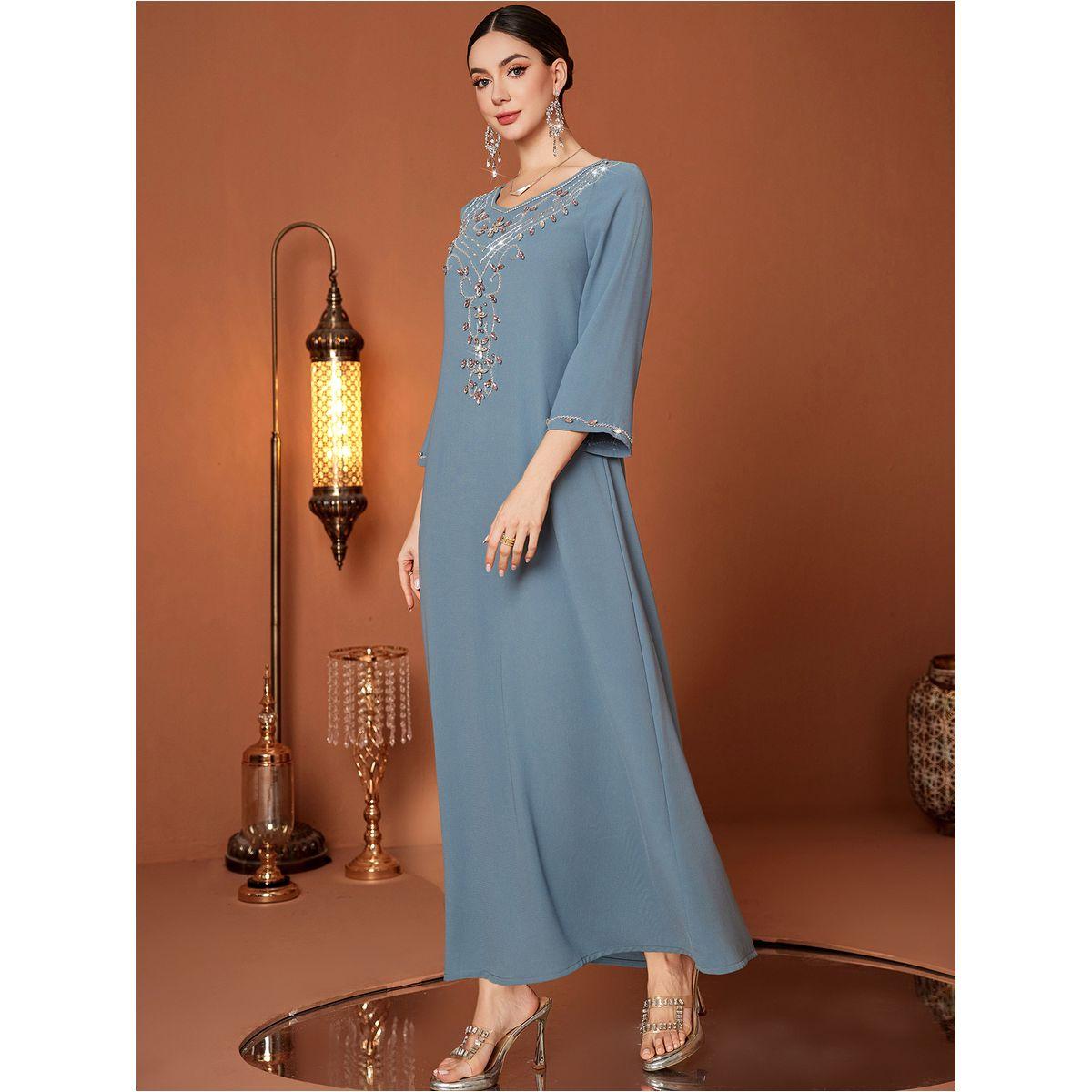 Styli Embellished Long Sleeve Round Neck A-Line Jalabiya-women-arabicclothing-jalabiyas-image-2