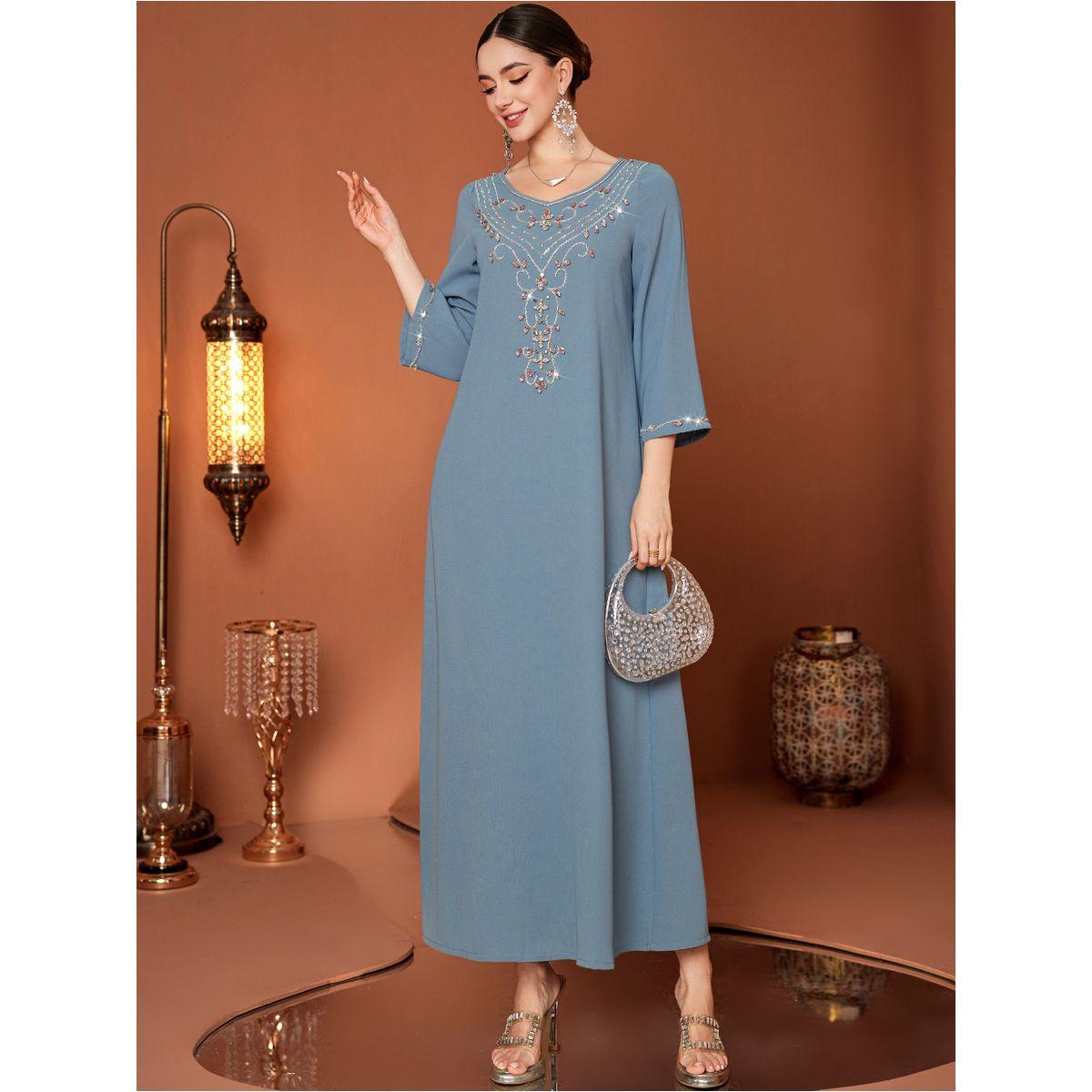 Styli Embellished Long Sleeve Round Neck A-Line Jalabiya-women-arabicclothing-jalabiyas-image-5