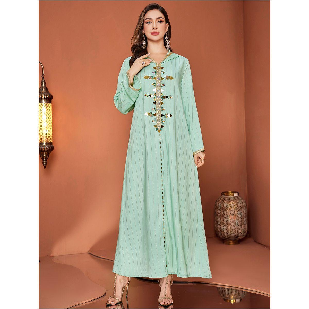 Styli Striped Embroidered Hooded Jalabiya-women-arabicclothing-jalabiyas-image-2