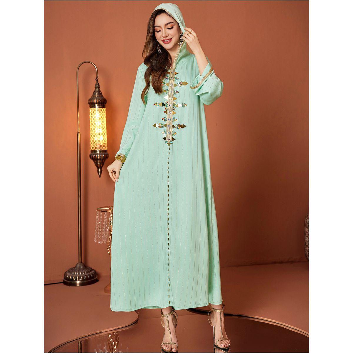 Styli Striped Embroidered Hooded Jalabiya-women-arabicclothing-jalabiyas-image-4