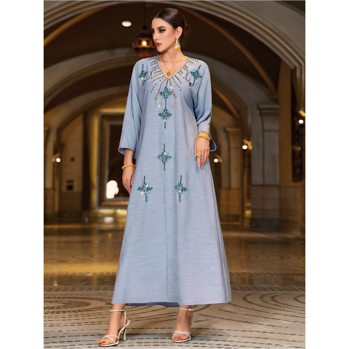 Styli Embellished V-Neck A-Line Jalabiya-women-arabicclothing-jalabiyas-image-2