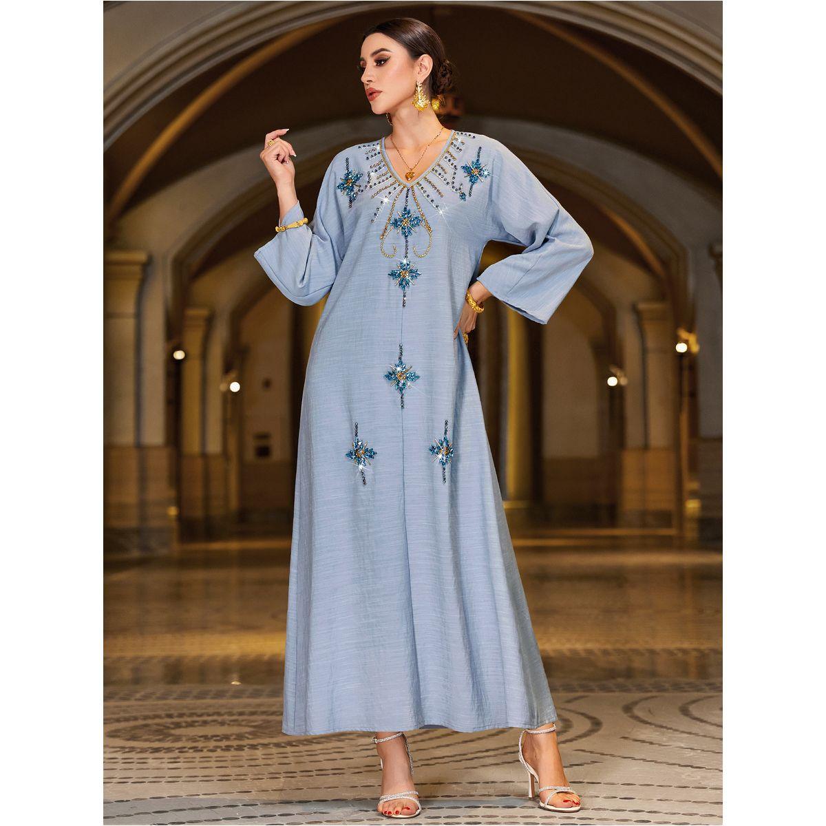 Styli Embellished V-Neck A-Line Jalabiya-women-arabicclothing-jalabiyas-image-3