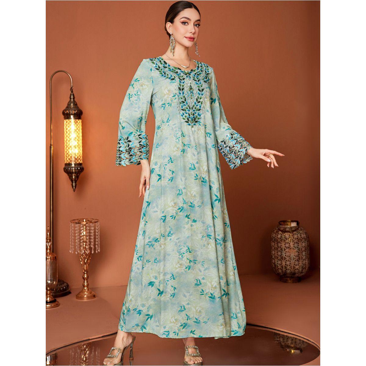 جلابية بطبعة زهور وأكمام طويلة-women-arabicclothing-jalabiyas-image-3