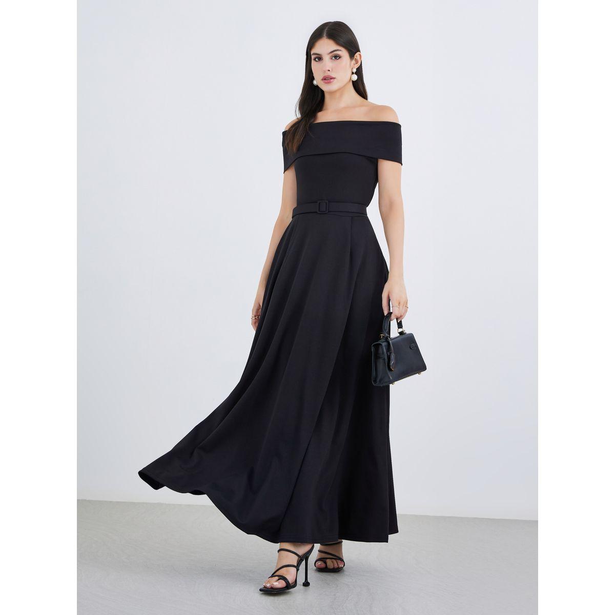 فستان طويل بأكتاف مكشوفة مع حزام-women-clothing-dresses-image-2
