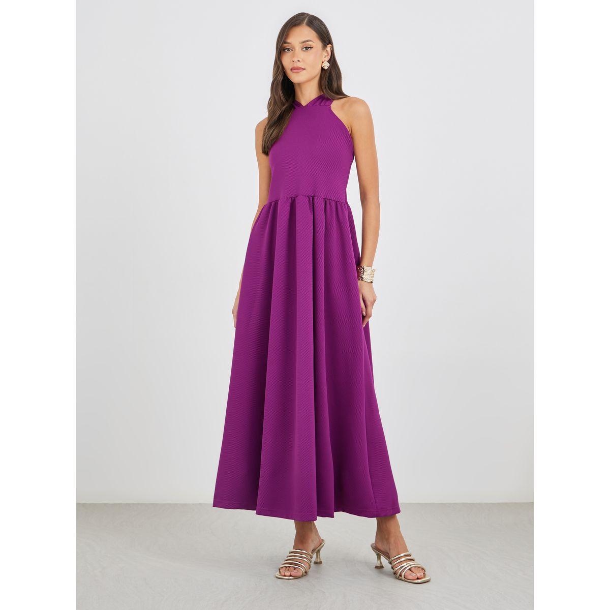 Styli Plain Criss Cross Back A-Line Maxi Dress-women-clothing-dresses-image-1