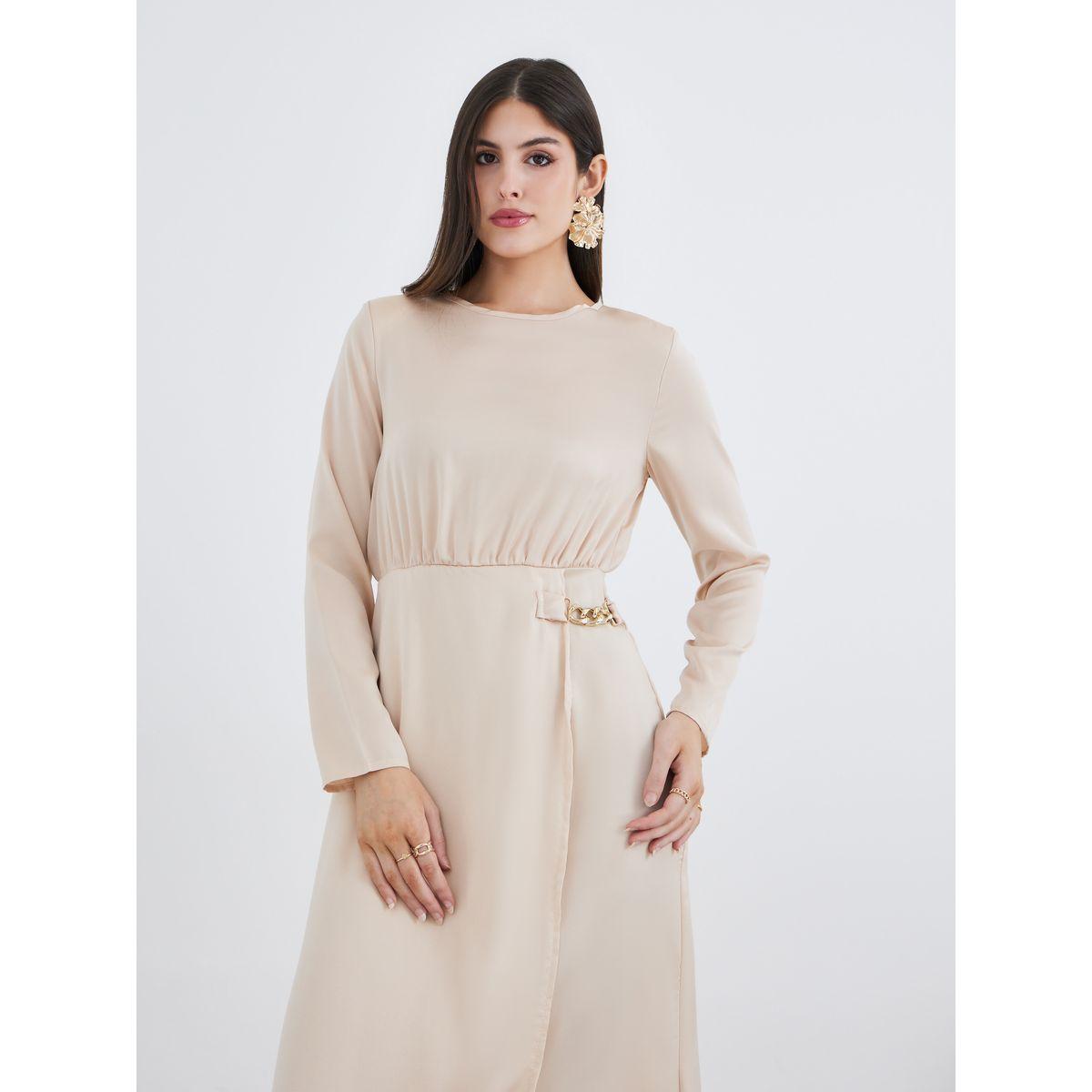 فستان طويل بحافة واسعة وحلية بنمط سلسلة-women-clothing-dresses-image-3