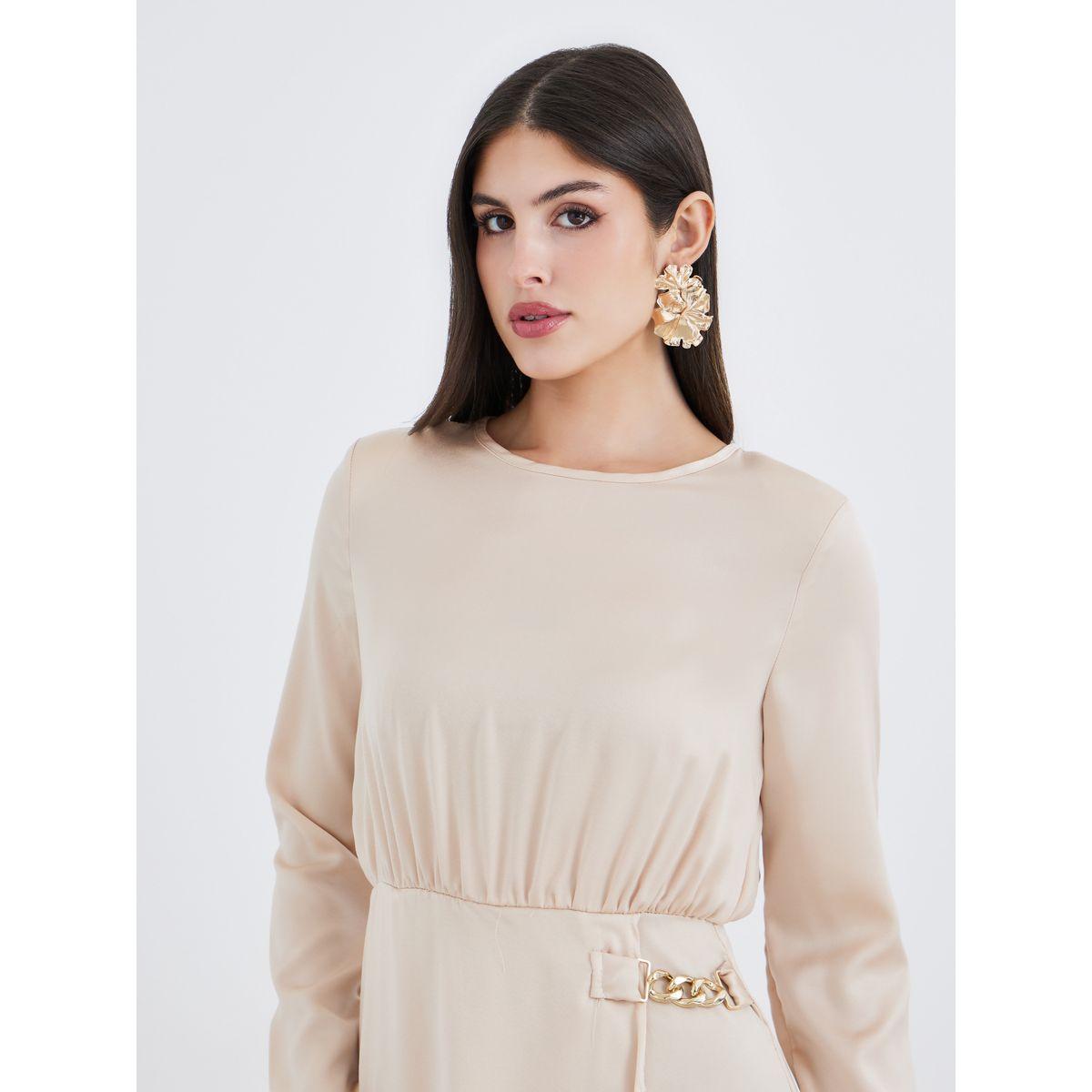 فستان طويل بحافة واسعة وحلية بنمط سلسلة-women-clothing-dresses-image-4