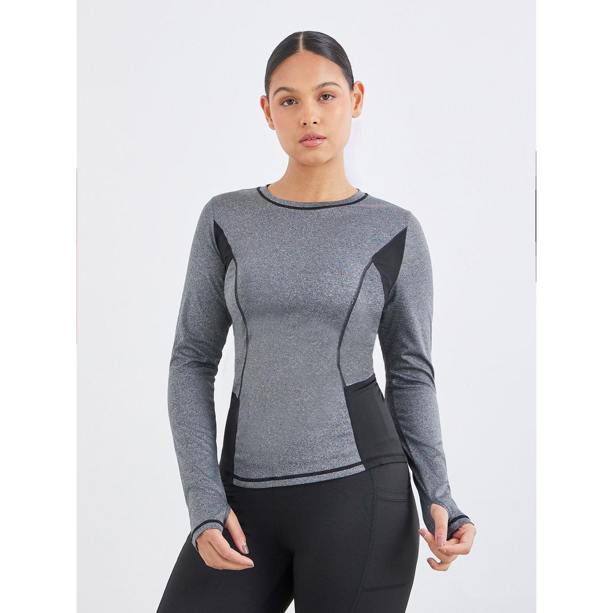 Styli Color Block Contrast Stitch Thumbhole Detail Top-women-clothing-sportswearandactivewear-tshirtsandvests-image-1