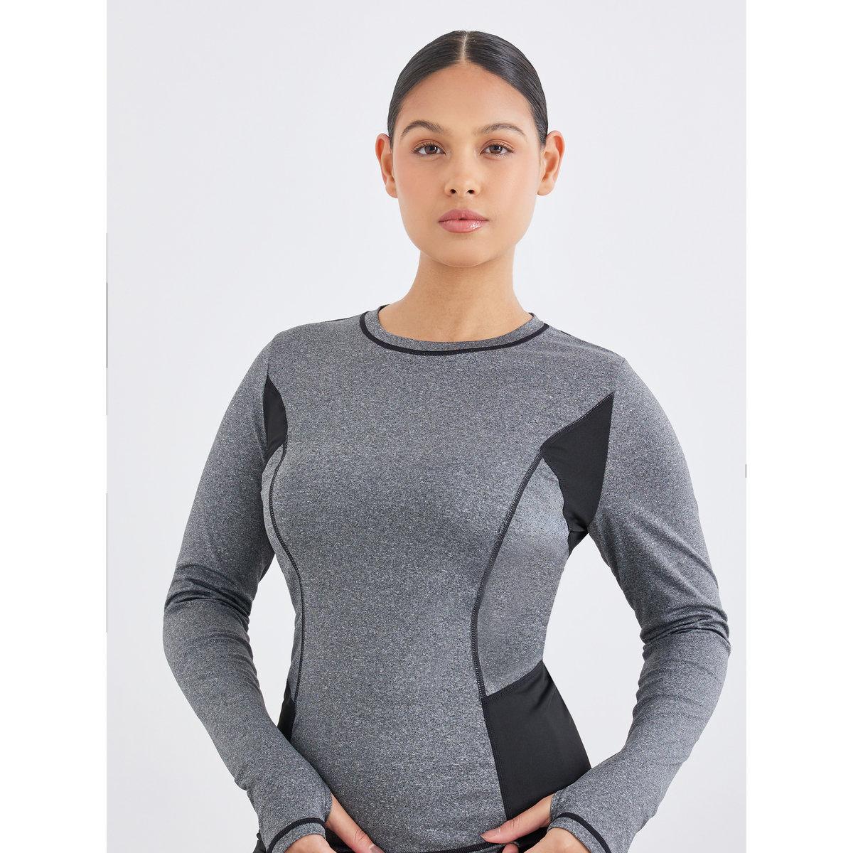 Styli Color Block Contrast Stitch Thumbhole Detail Top-women-clothing-sportswearandactivewear-tshirtsandvests-image-3