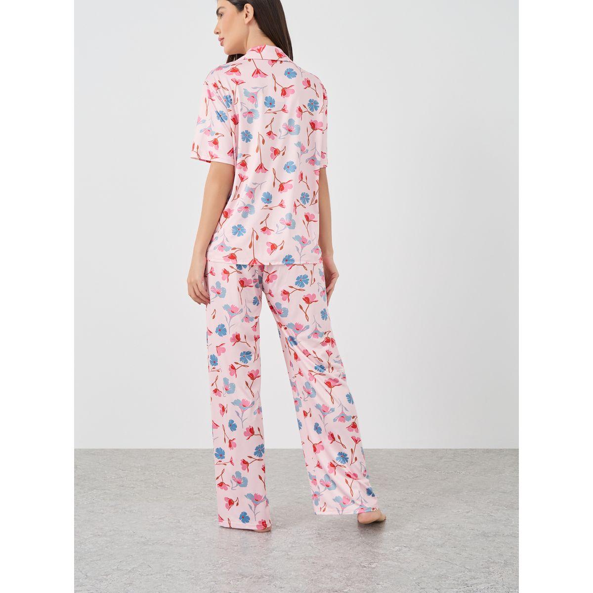 طقم من بنطال بيجاما وبلوزة بطبعة زهور-women-clothing-nightwear-pyjamas-longsets-image-5