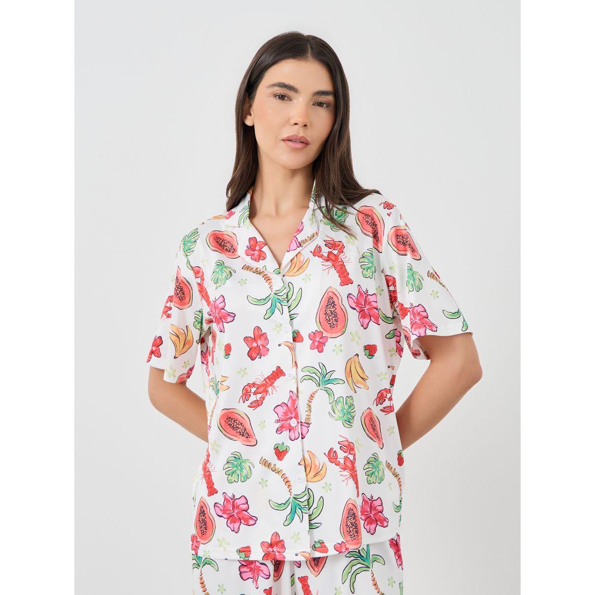 طقم منسق من بنطال بيجاما وبلوزة بطبعة فواكة-women-clothing-nightwear-pyjamas-longsets-image-2