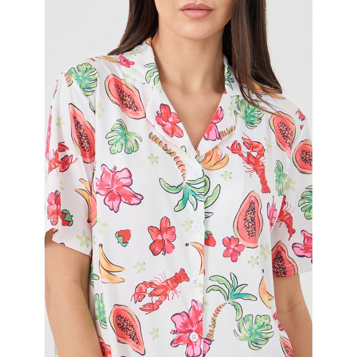 طقم منسق من بنطال بيجاما وبلوزة بطبعة فواكة-women-clothing-nightwear-pyjamas-longsets-image-3